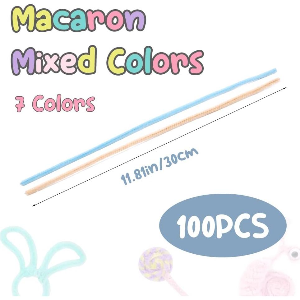 100 Limpiapipas Zlulary Chenille 7 Colores para Manualidades