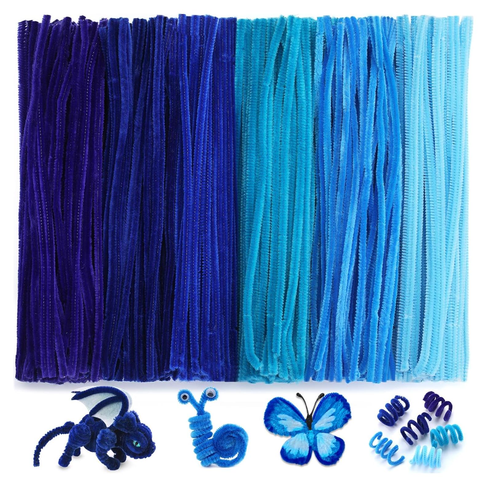 Limpiadores de Tubos Zlulary 600 Piezas Chenille Azul 30cm