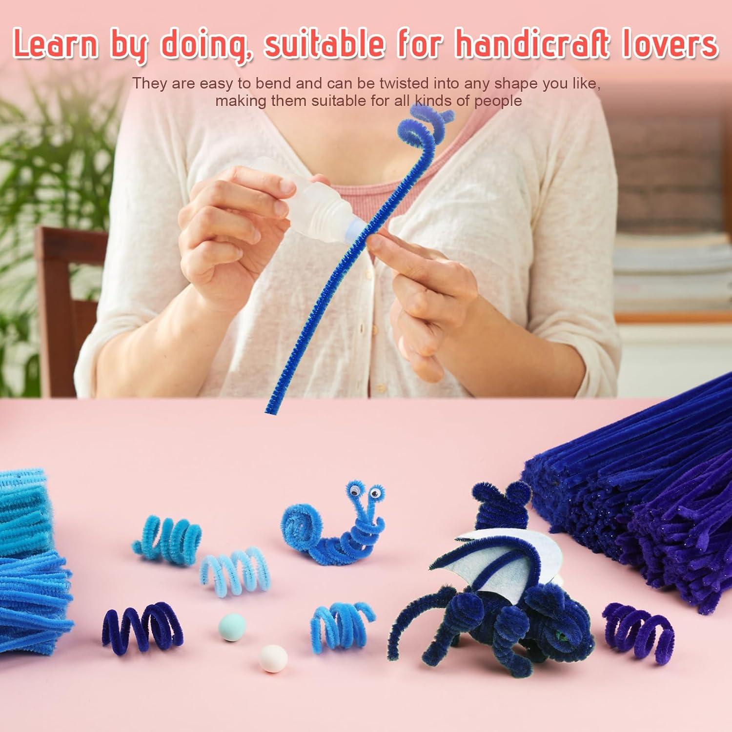 Limpiadores de Tubos Zlulary 600 Piezas Chenille Azul 30cm