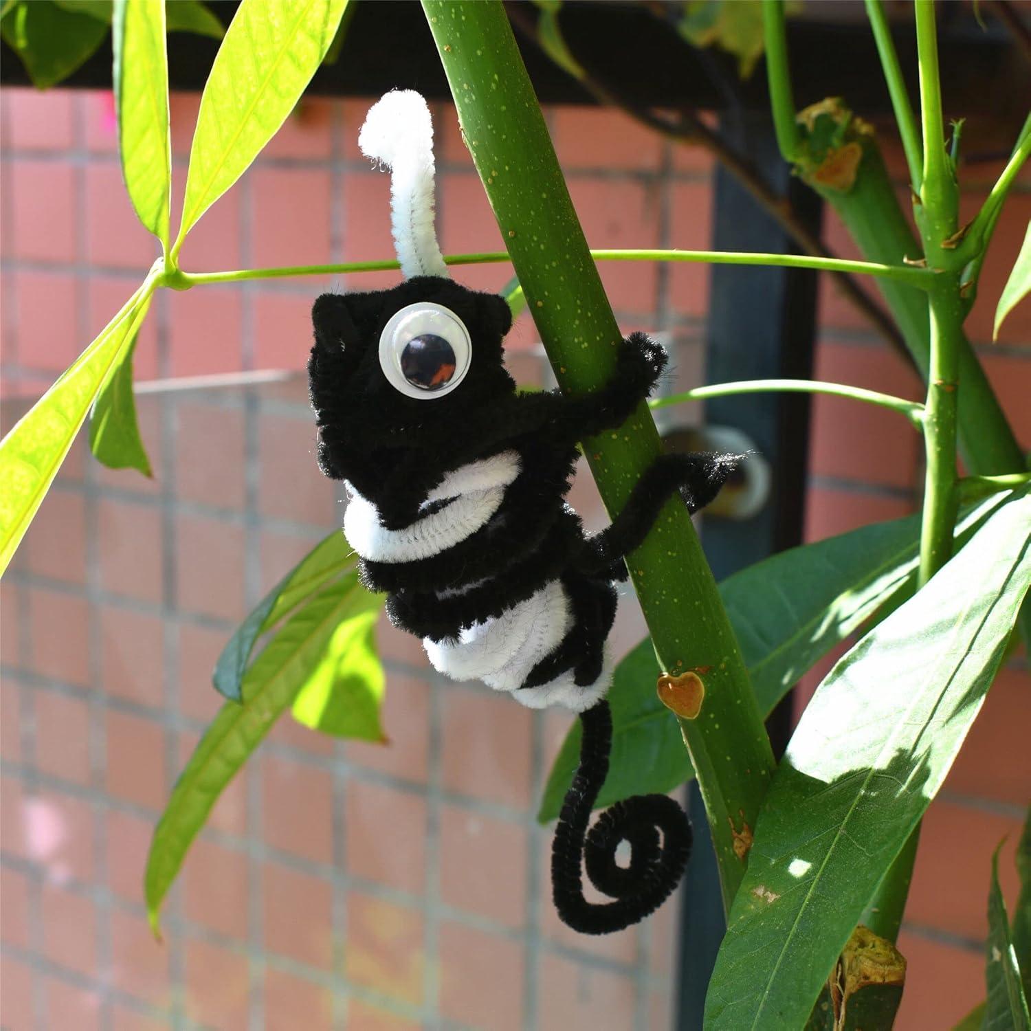 Limpiapipas Negros Chenille 300 Piezas + Ojos Móviles 100 Piezas