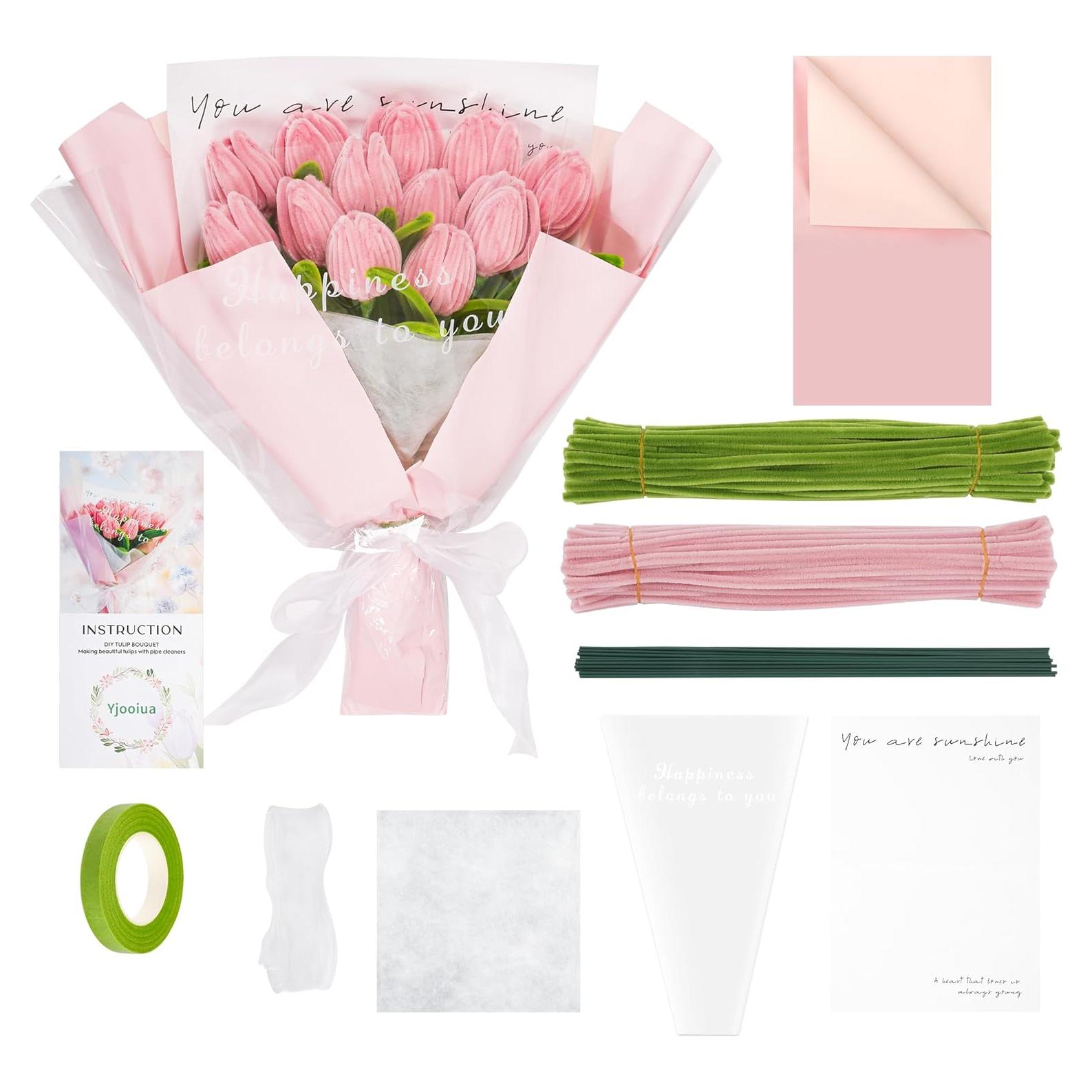 Kit de Manualidades Yjooiua 215pcs Flores de Limpiador de Tubo