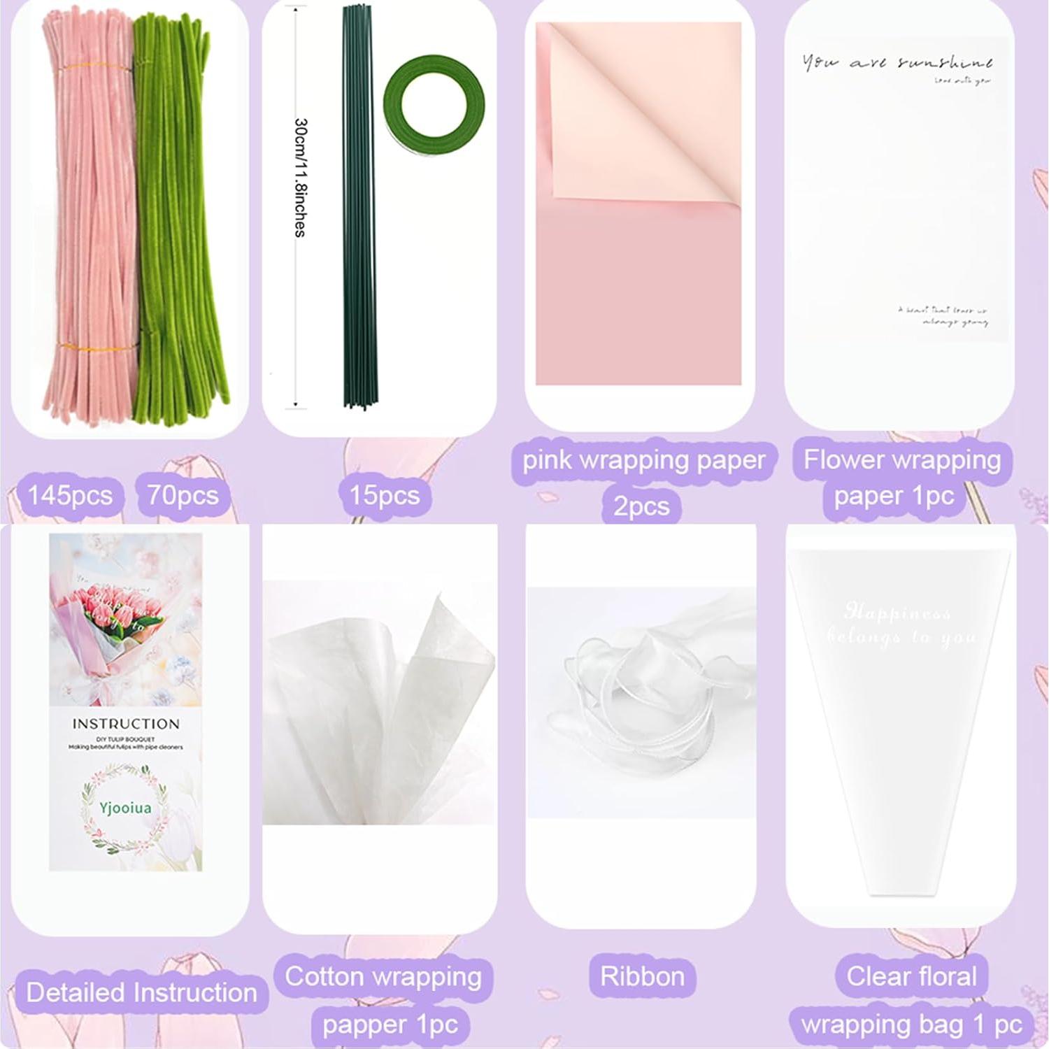 Kit de Manualidades Yjooiua 215pcs Flores de Limpiador de Tubo