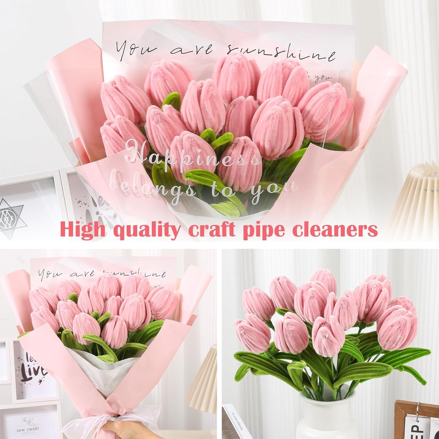 Kit de Manualidades Yjooiua 215pcs Flores de Limpiador de Tubo