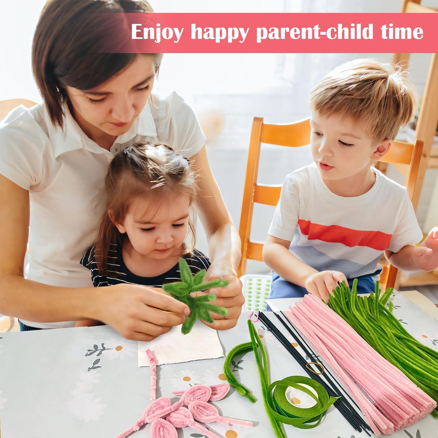 Kit de Manualidades Yjooiua 215pcs Flores de Limpiador de Tubo