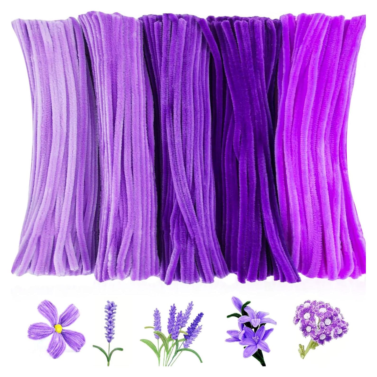 500 Limpiadores de Tubos Morados Daover 30 cm Manualidades DIY