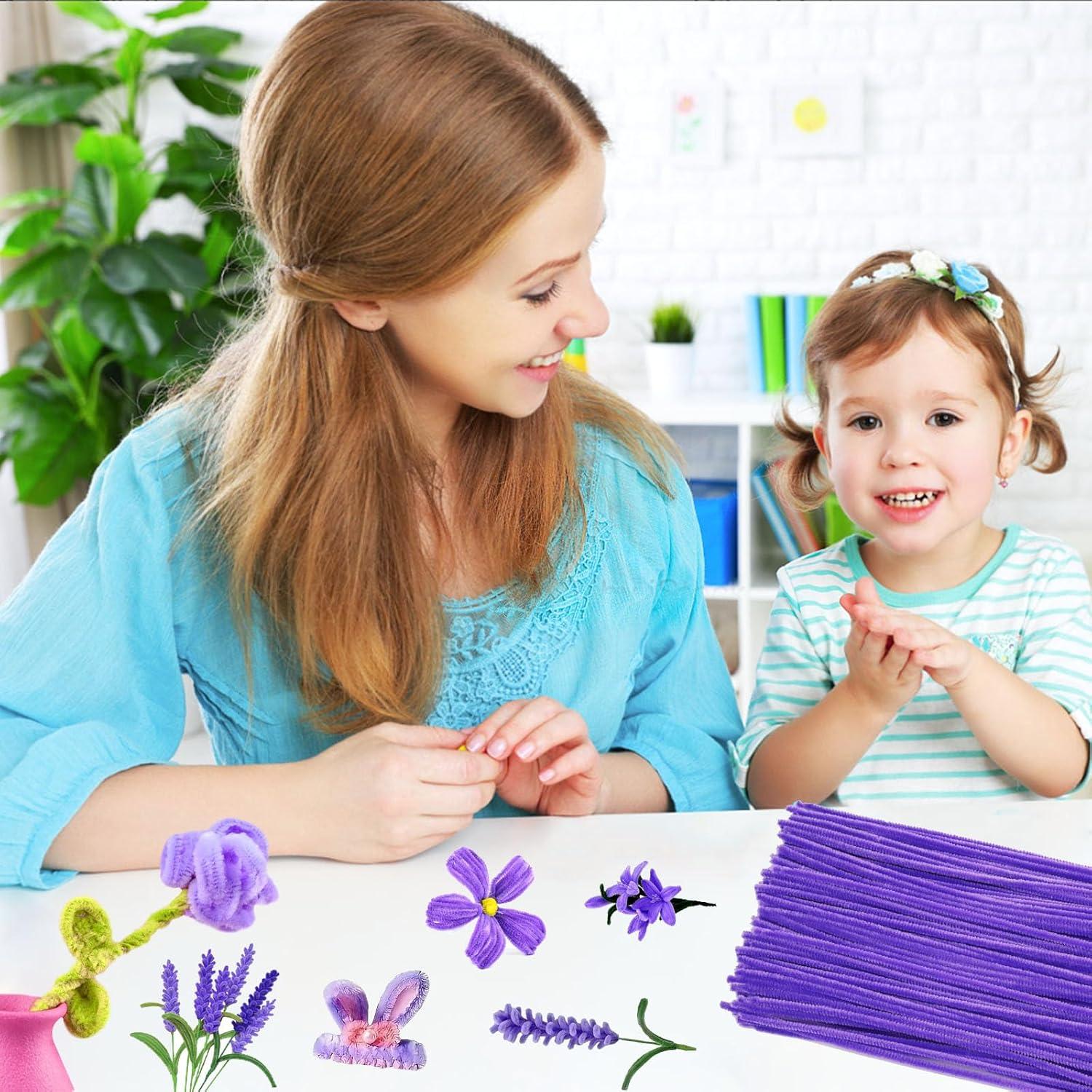 500 Limpiadores de Tubos Morados Daover 30 cm Manualidades DIY