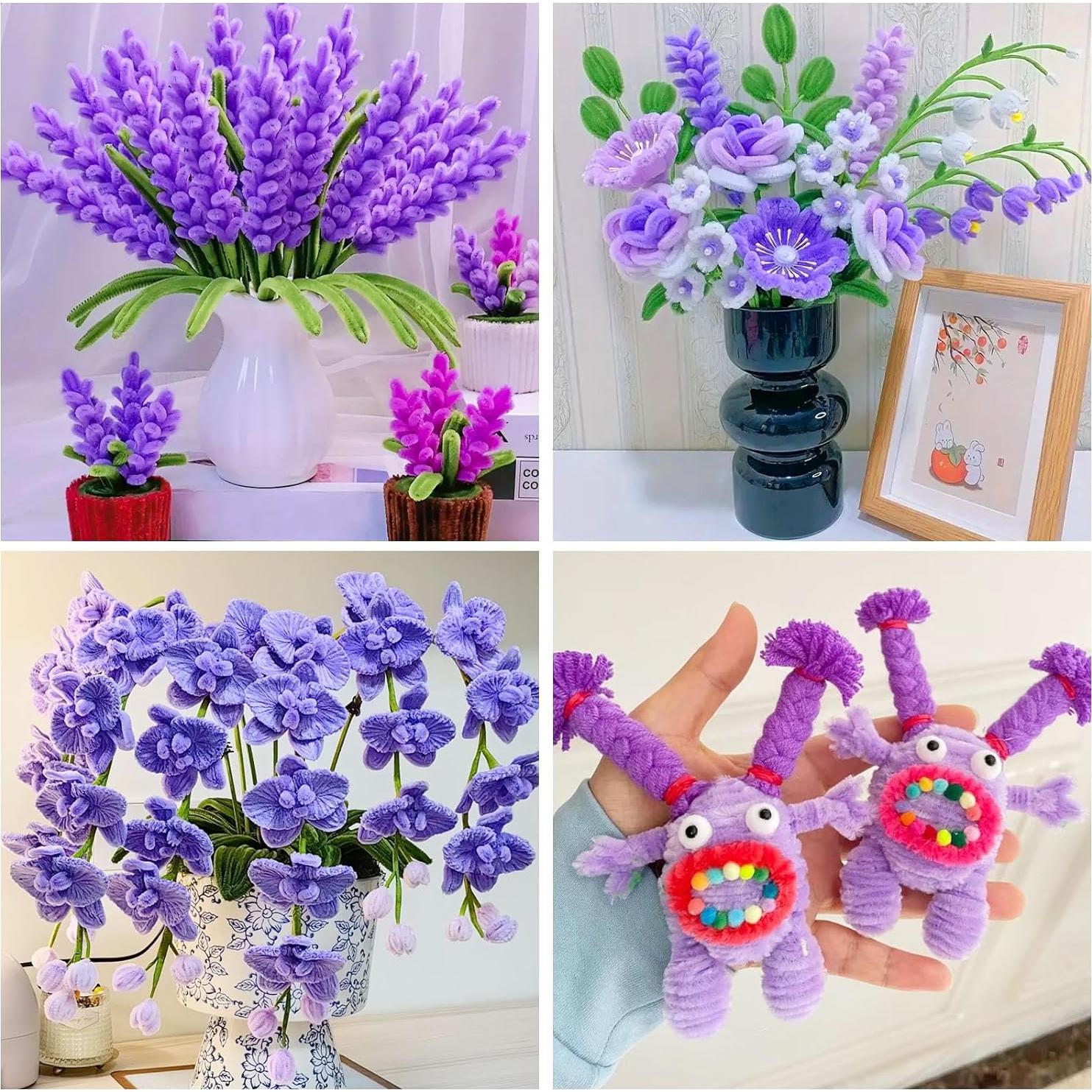 500 Limpiadores de Tubos Morados Daover 30 cm Manualidades DIY