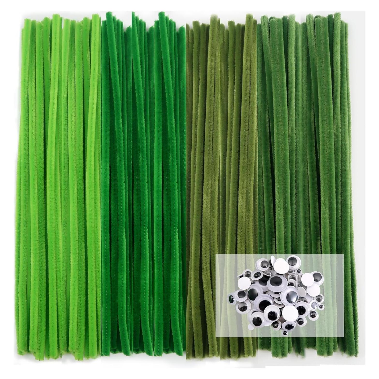 TOAOB 200pcs Limpiapipas Verde Oscuro y Ojos Móviles DIY