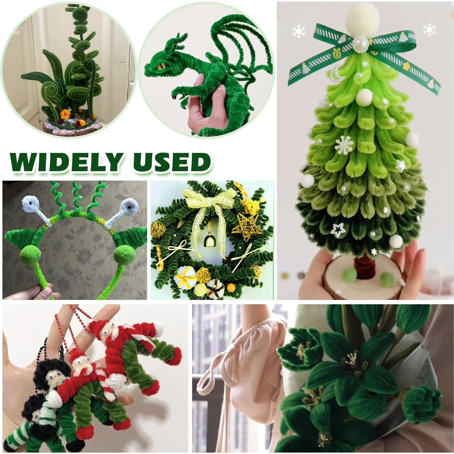 TOAOB 200pcs Limpiapipas Verde Oscuro y Ojos Móviles DIY