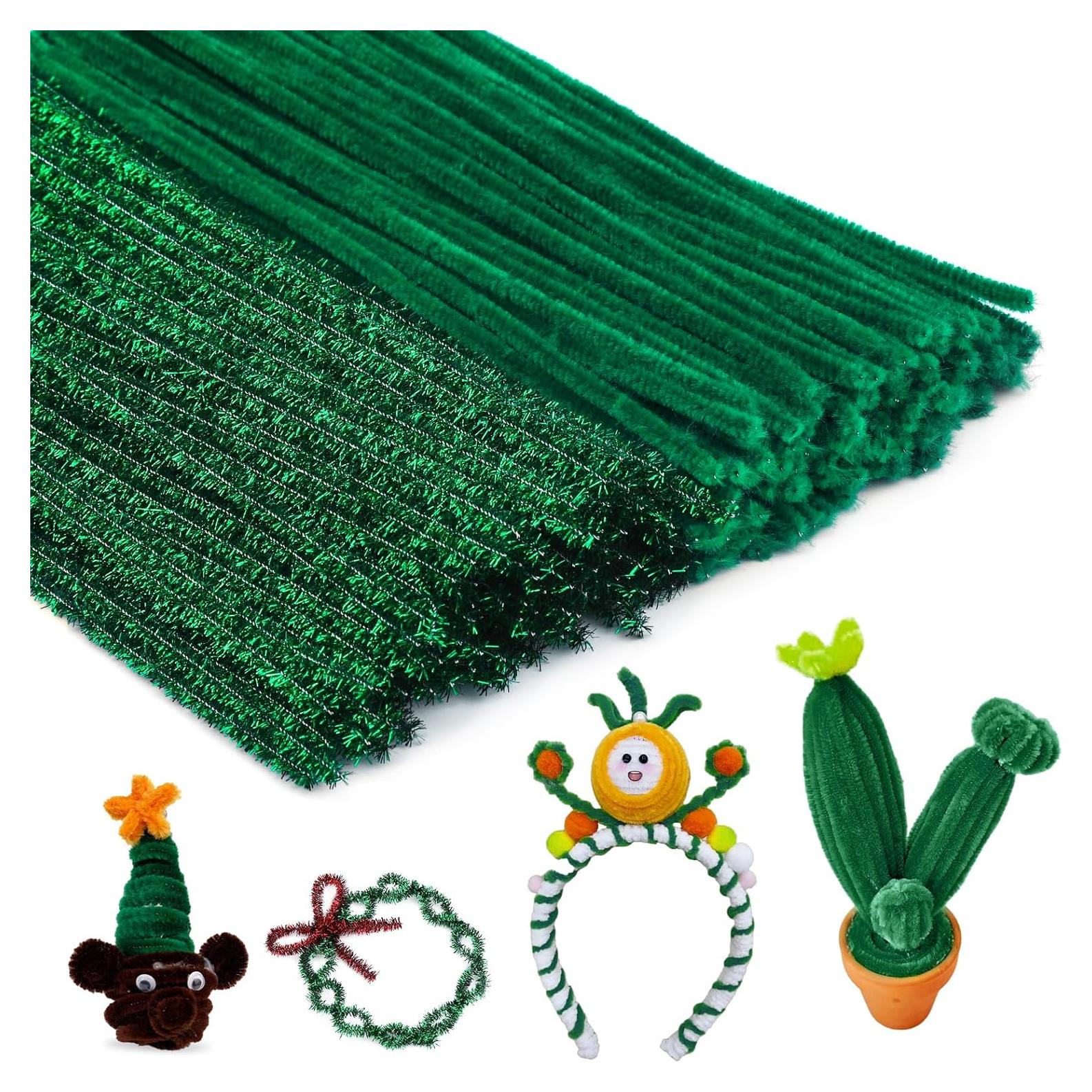 200 Limpiadores de Tubos Chenille Iuuidu Verde Oscuro y Brillante