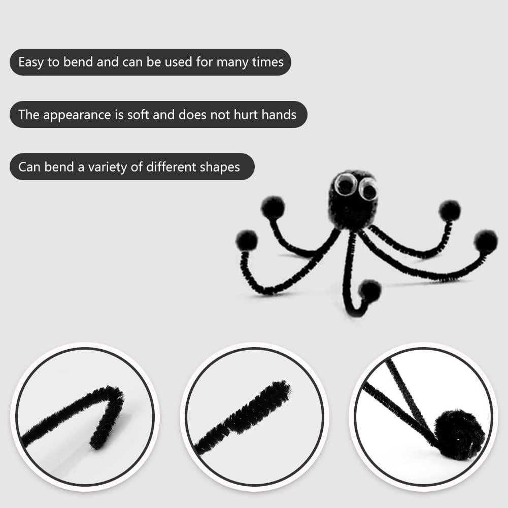 120 Limpiapipas Chenille Negros Kdafio 30cm para Manualidades