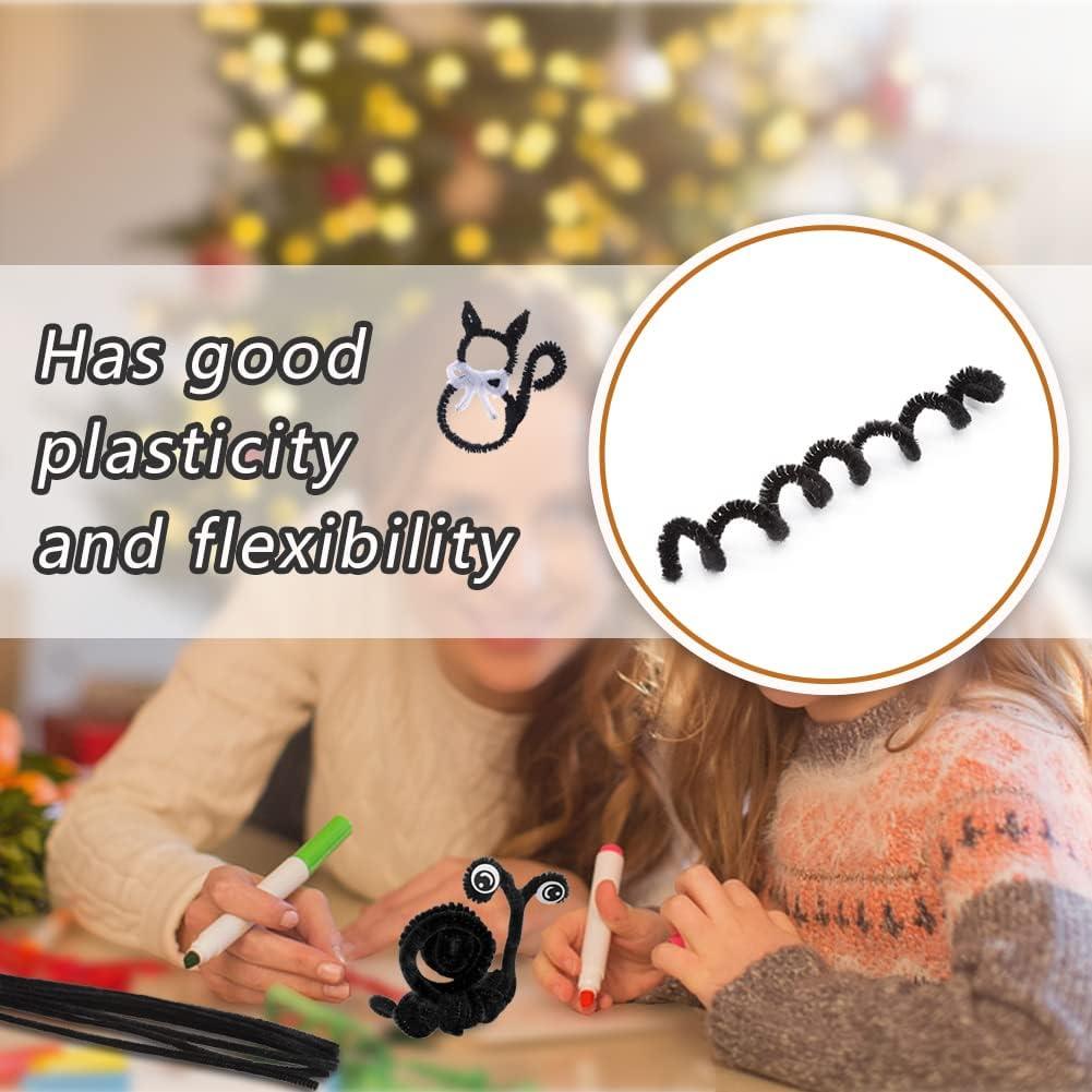 120 Limpiapipas Chenille Negros Kdafio 30cm para Manualidades