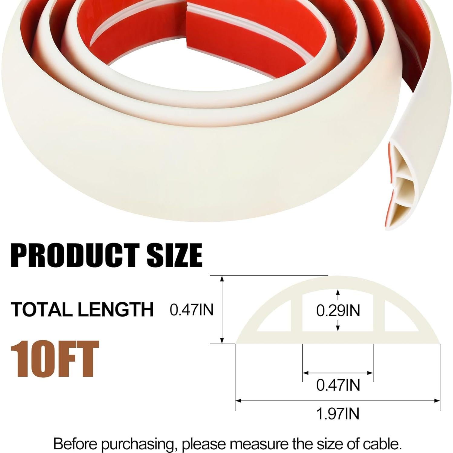 Cubierta de Suelo para Cables MYFAMIREA 10ft Beige PVC