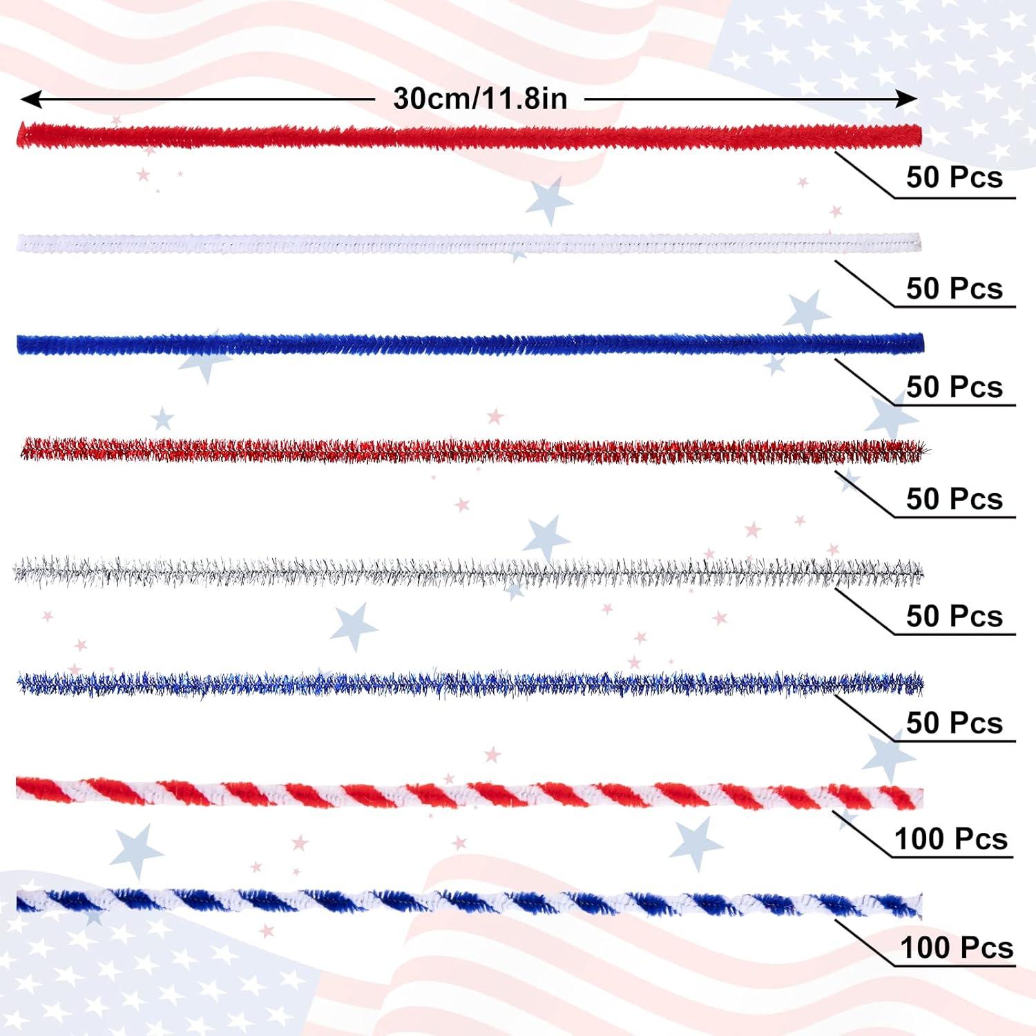Limpiapipas Patrióticos 500Pcs Whaline 30cm Rojo Azul Blanco