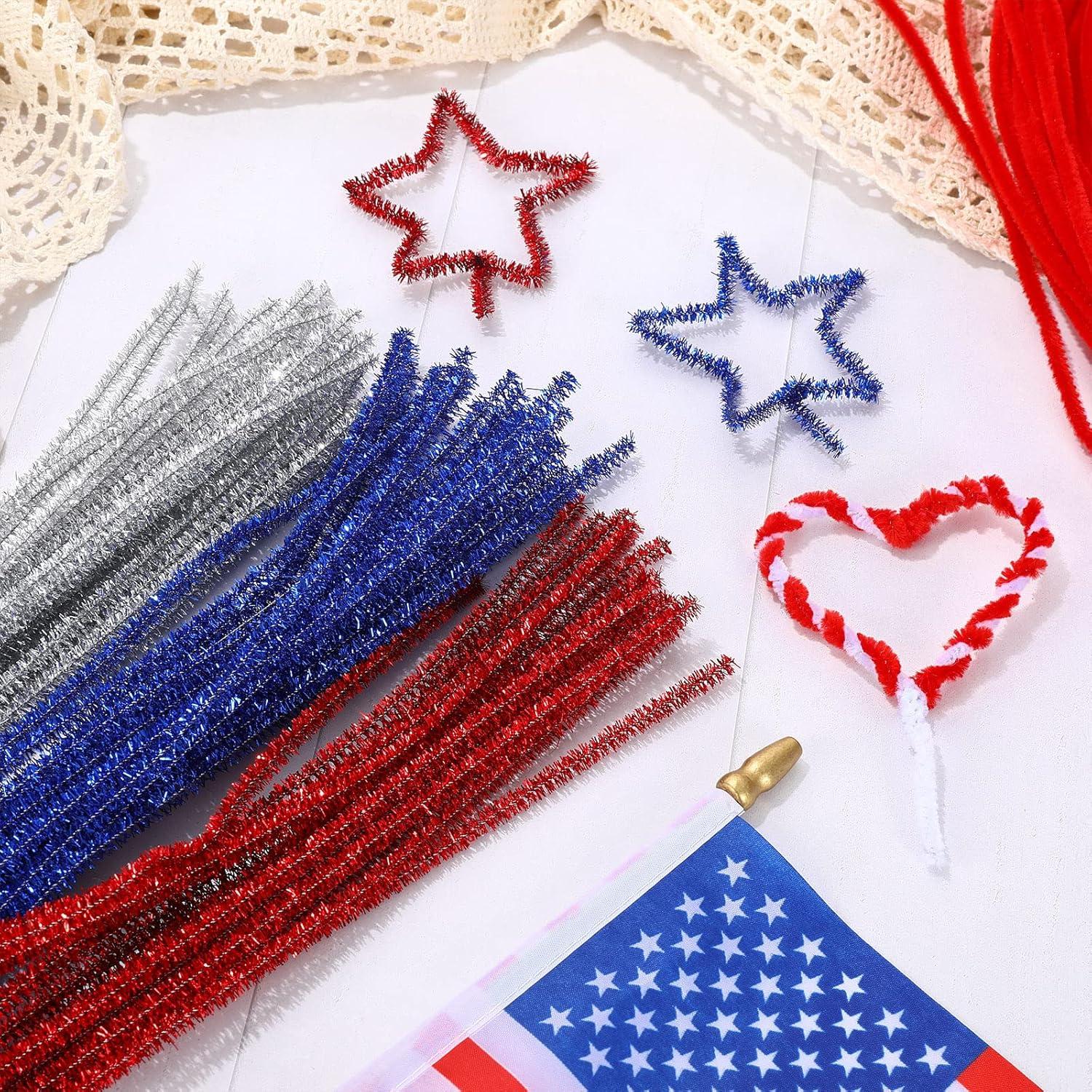 Limpiapipas Patrióticos 500Pcs Whaline 30cm Rojo Azul Blanco