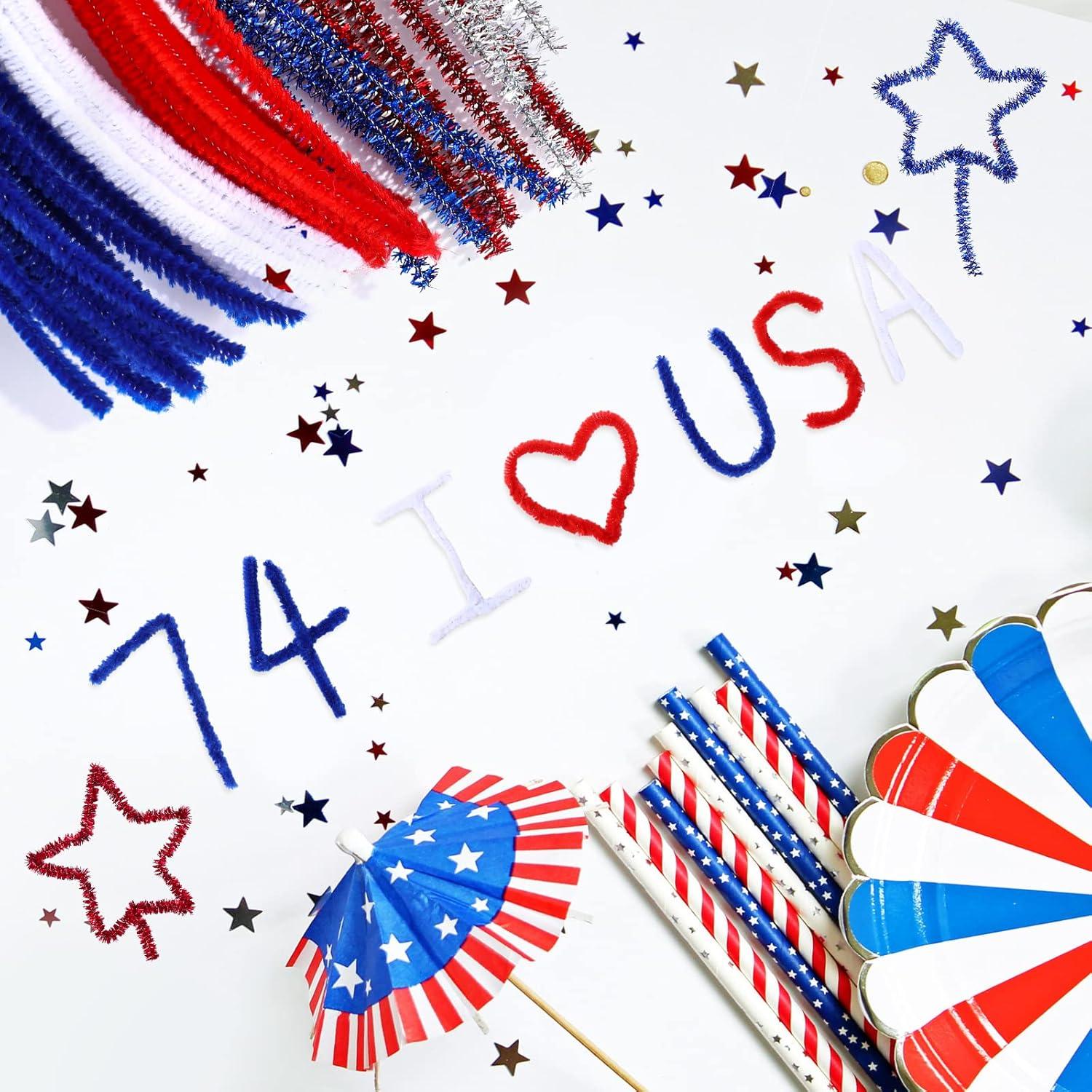 Limpiapipas Patrióticos 500Pcs Whaline 30cm Rojo Azul Blanco