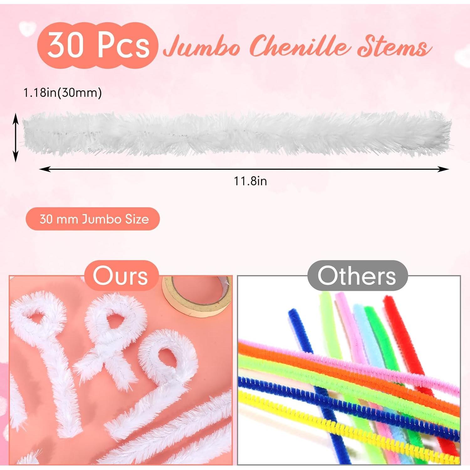 Limpiadores de Tubos Jumbo Hotop 30 Pcs 30mm Blancos Manualidades