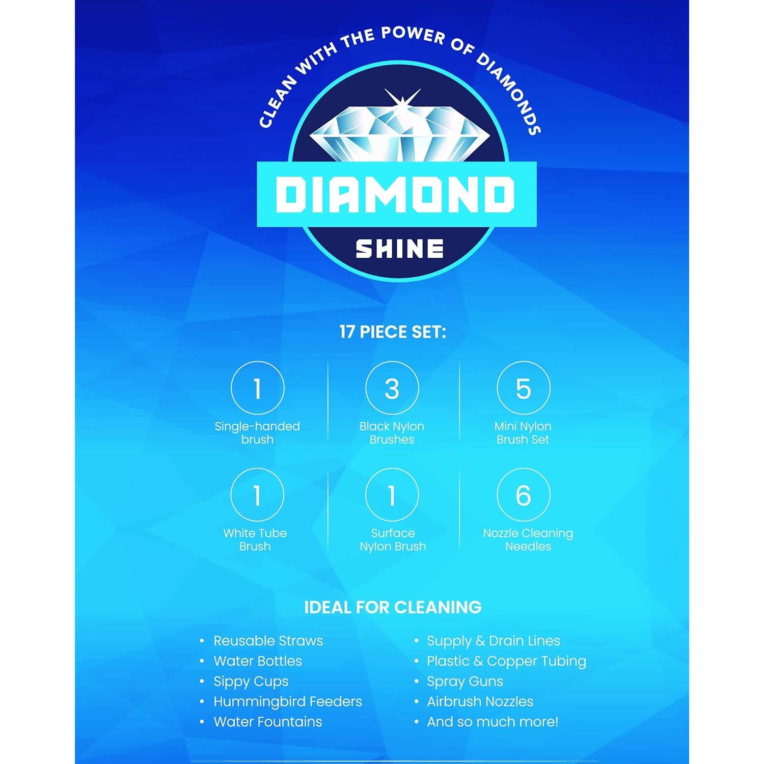 Juego de Cepillos de Limpieza 17 Piezas Diamond Shine