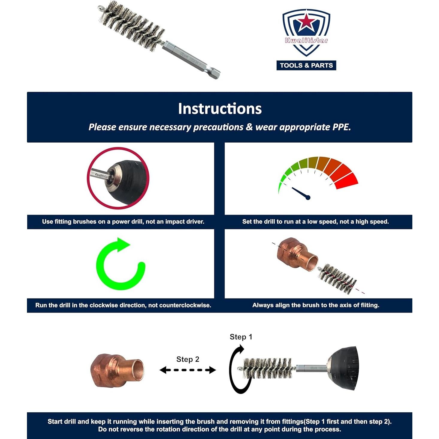 Juego de Cepillos de Limpieza Kwalitistar 6 Piezas para Tubos