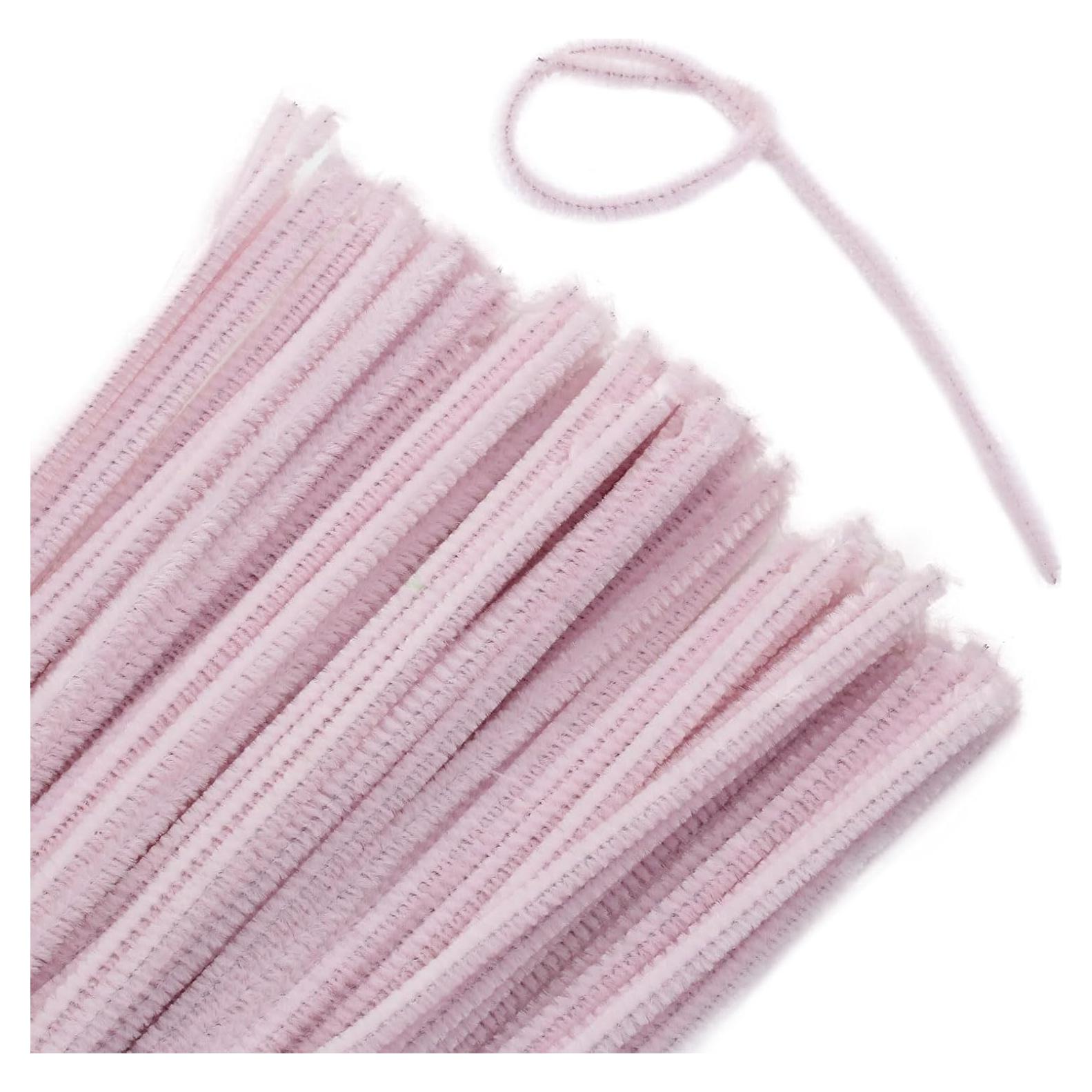 100 Limpiadores de Tubos Chenille Rosa Claro HARSKIYER 30cm