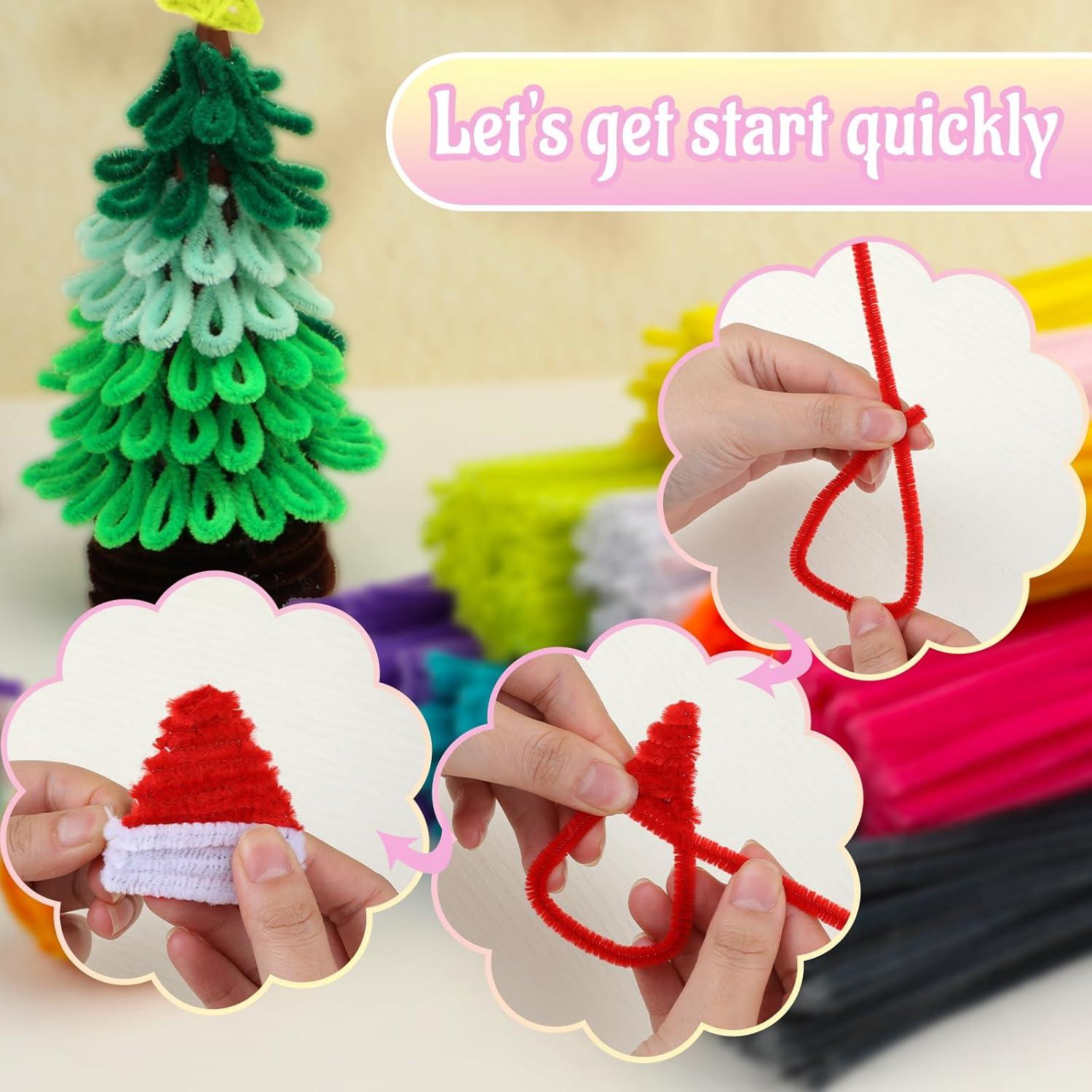 Limpiapipas Chenille Mnuizu 200 Piezas Rosa Claro Manualidades