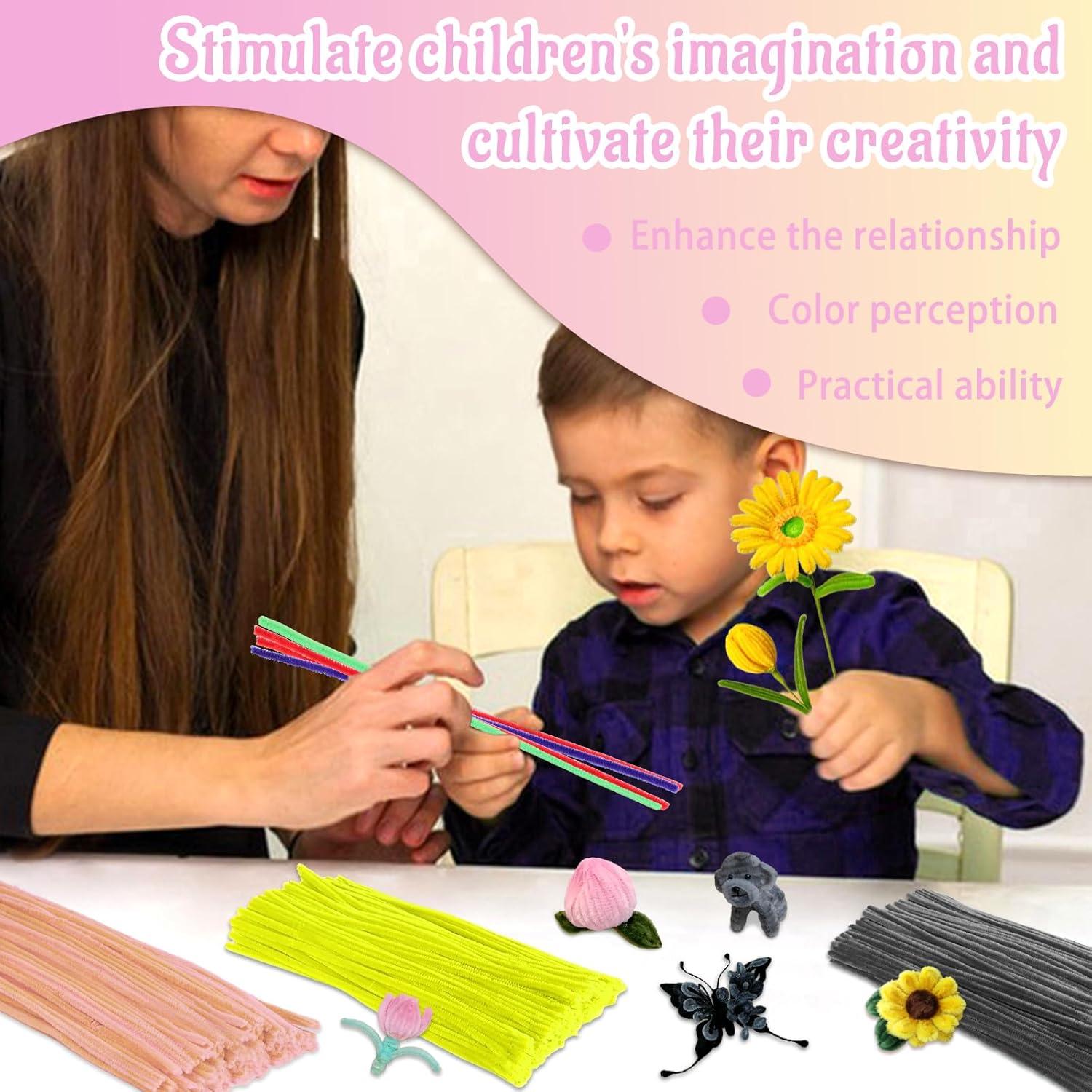 Limpiapipas Chenille Mnuizu 200 Piezas Rosa Claro Manualidades