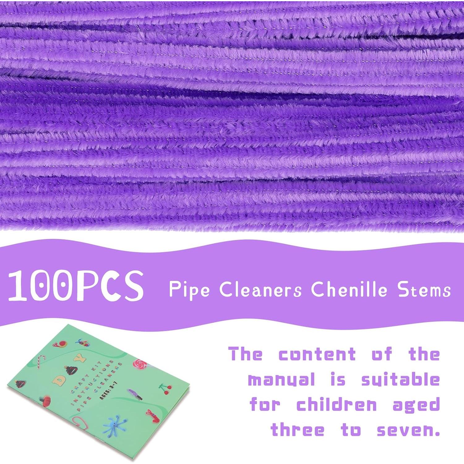 Limpiapipas Chenille Giwrmu 100 Piezas Púrpura para Manualidades