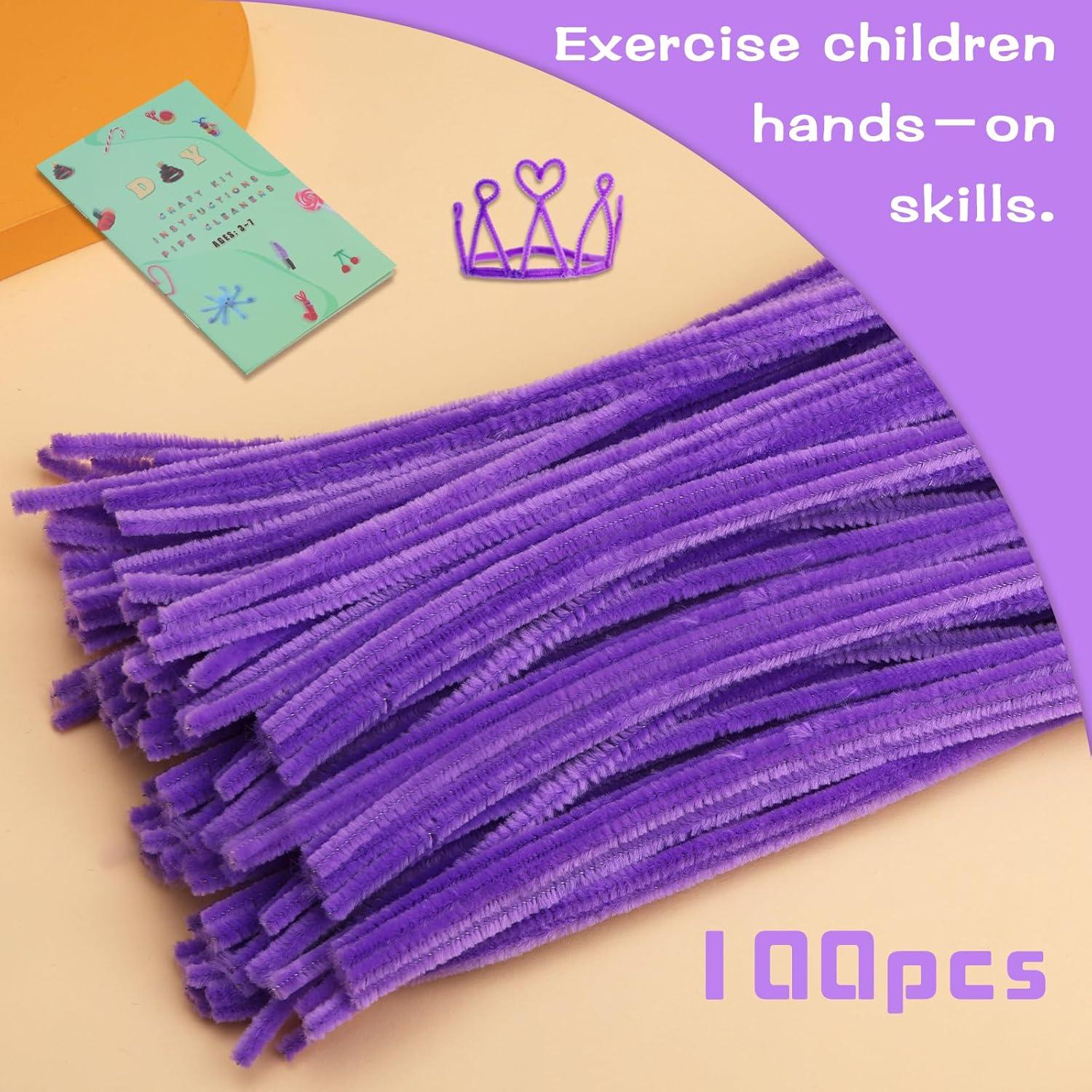 Limpiapipas Chenille Giwrmu 100 Piezas Púrpura para Manualidades