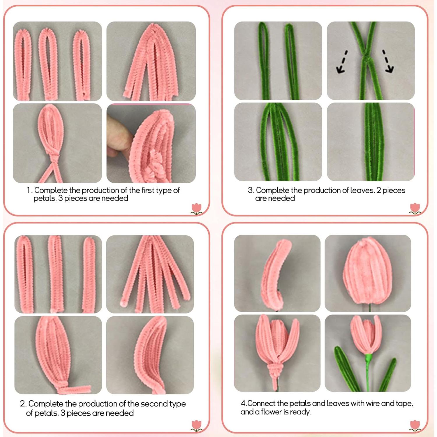 Kit de Flores DIY Brmeday - 200 Limpiadores de Tubos con Luz