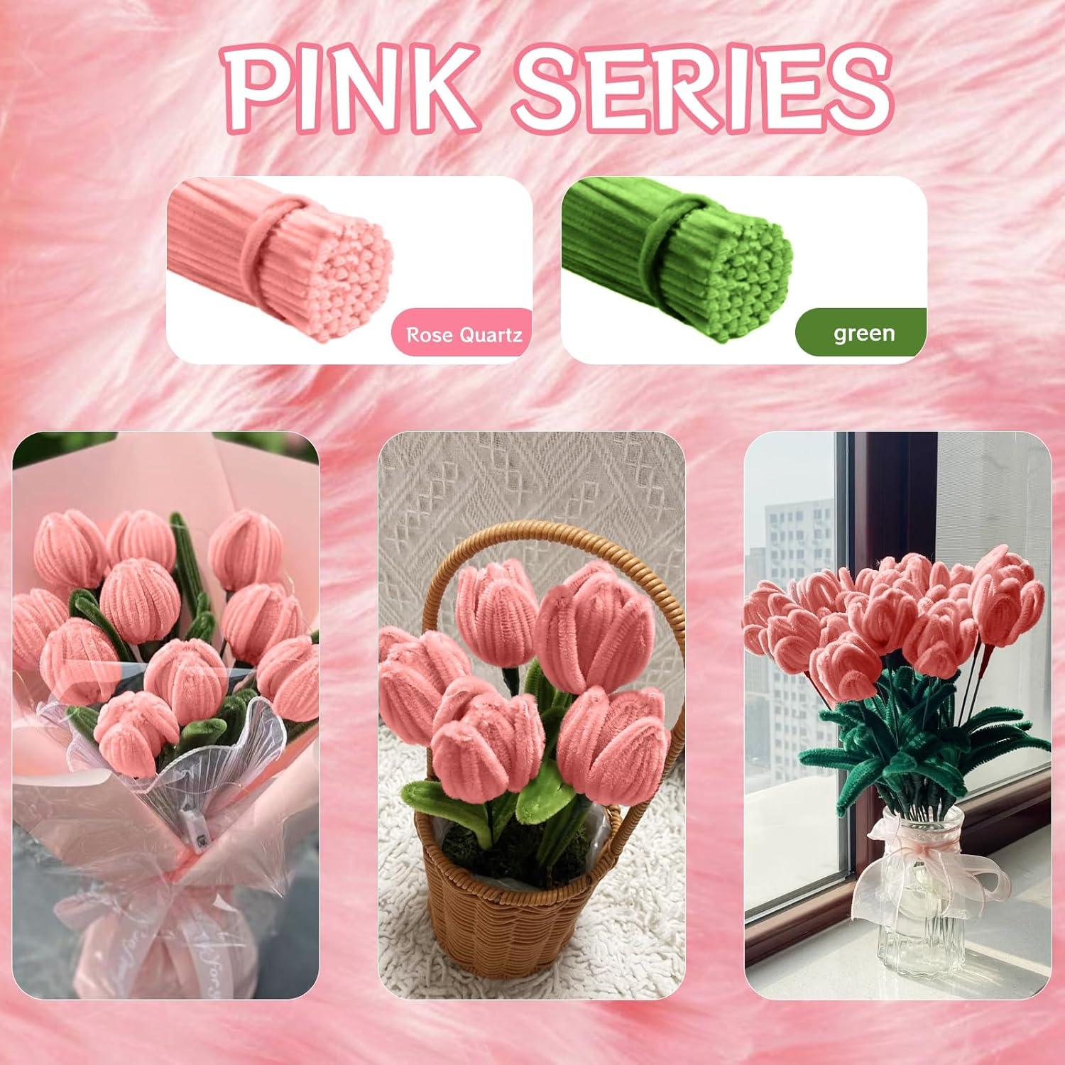 Kit de Flores DIY Brmeday - 200 Limpiadores de Tubos con Luz