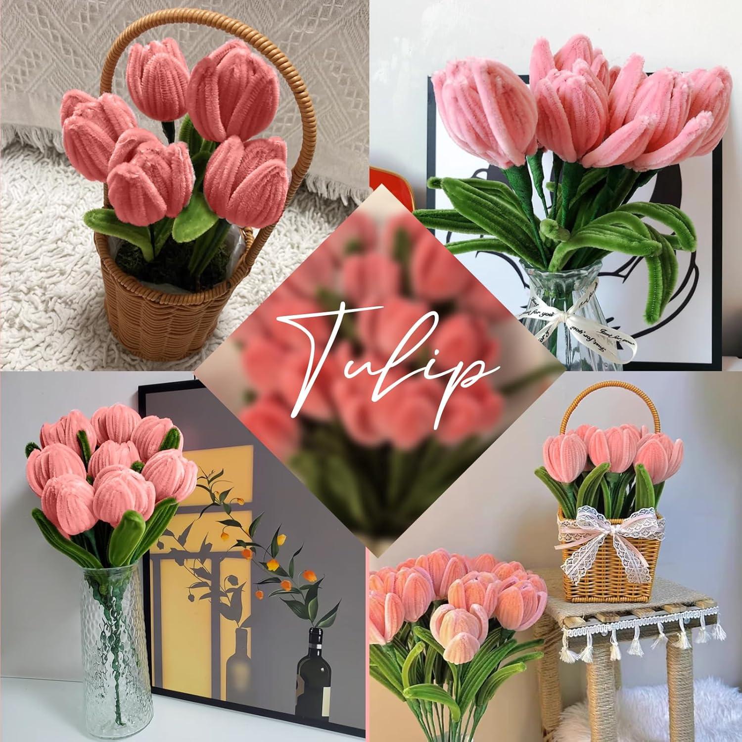 Kit de Flores DIY Brmeday - 200 Limpiadores de Tubos con Luz