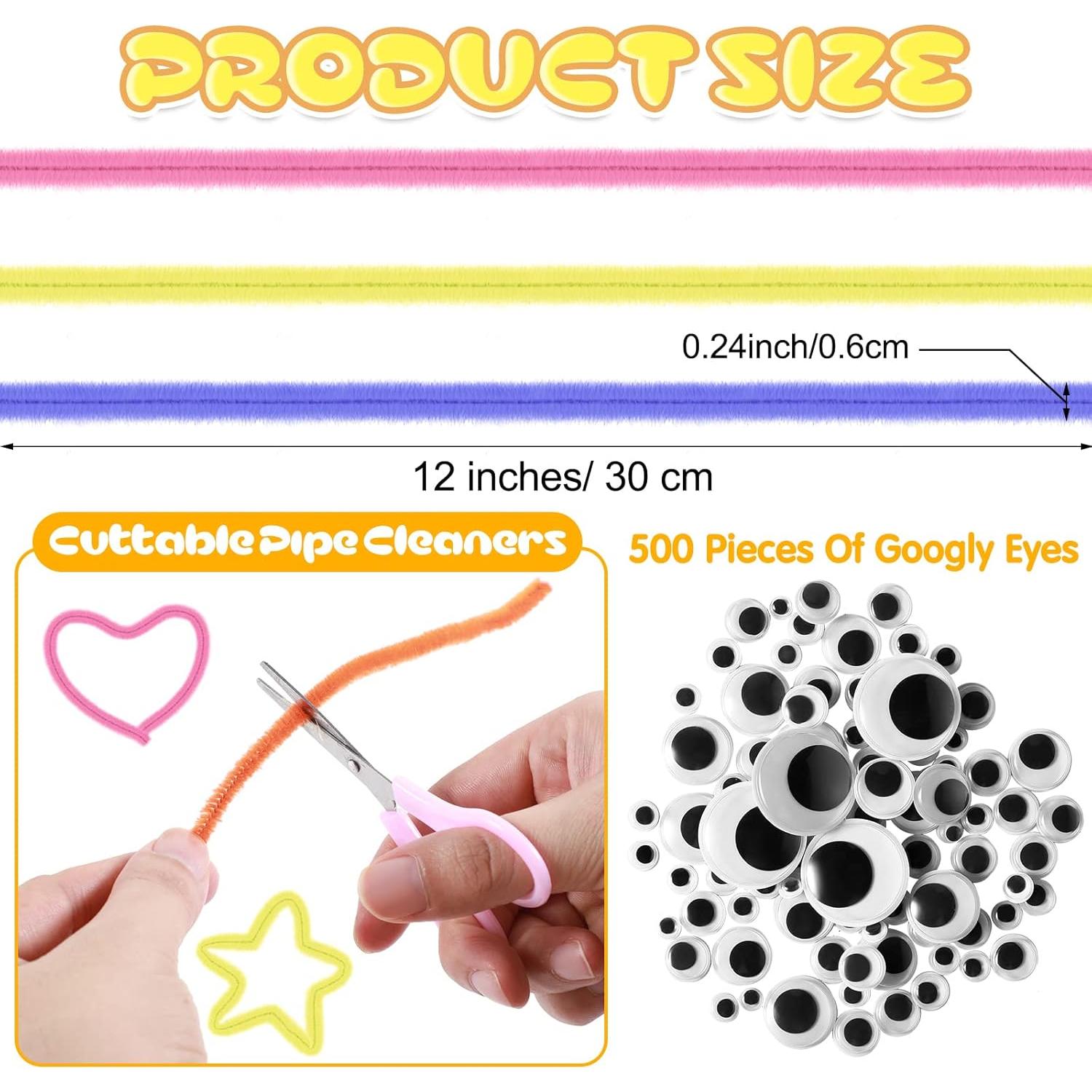 Kit de Manualidades Leitee 2500 Piezas Limpiapipas y Ojos Móviles