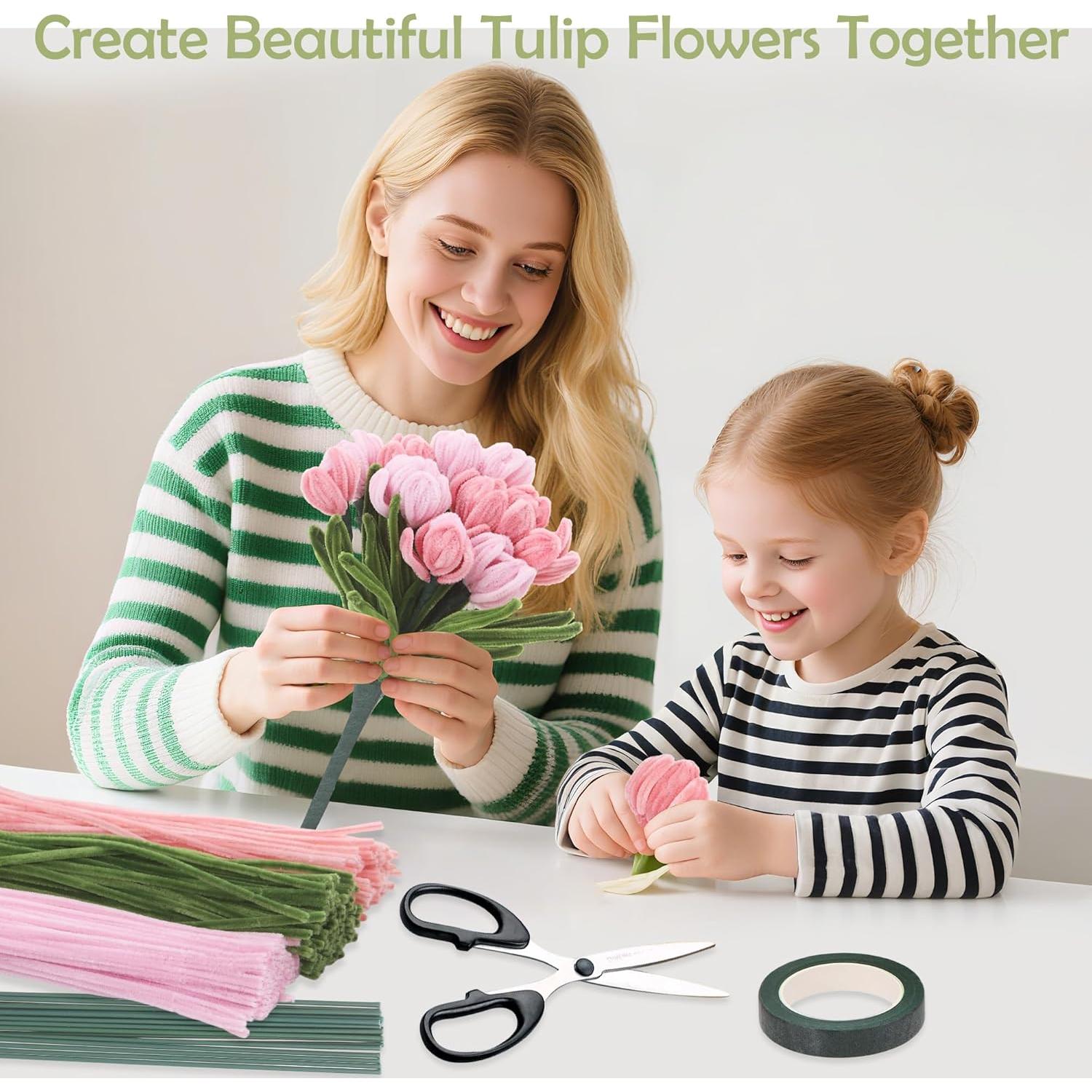 Kit de Flores con 300 Piezas Huiguli - Limpiapipas y Varillas 30 cm