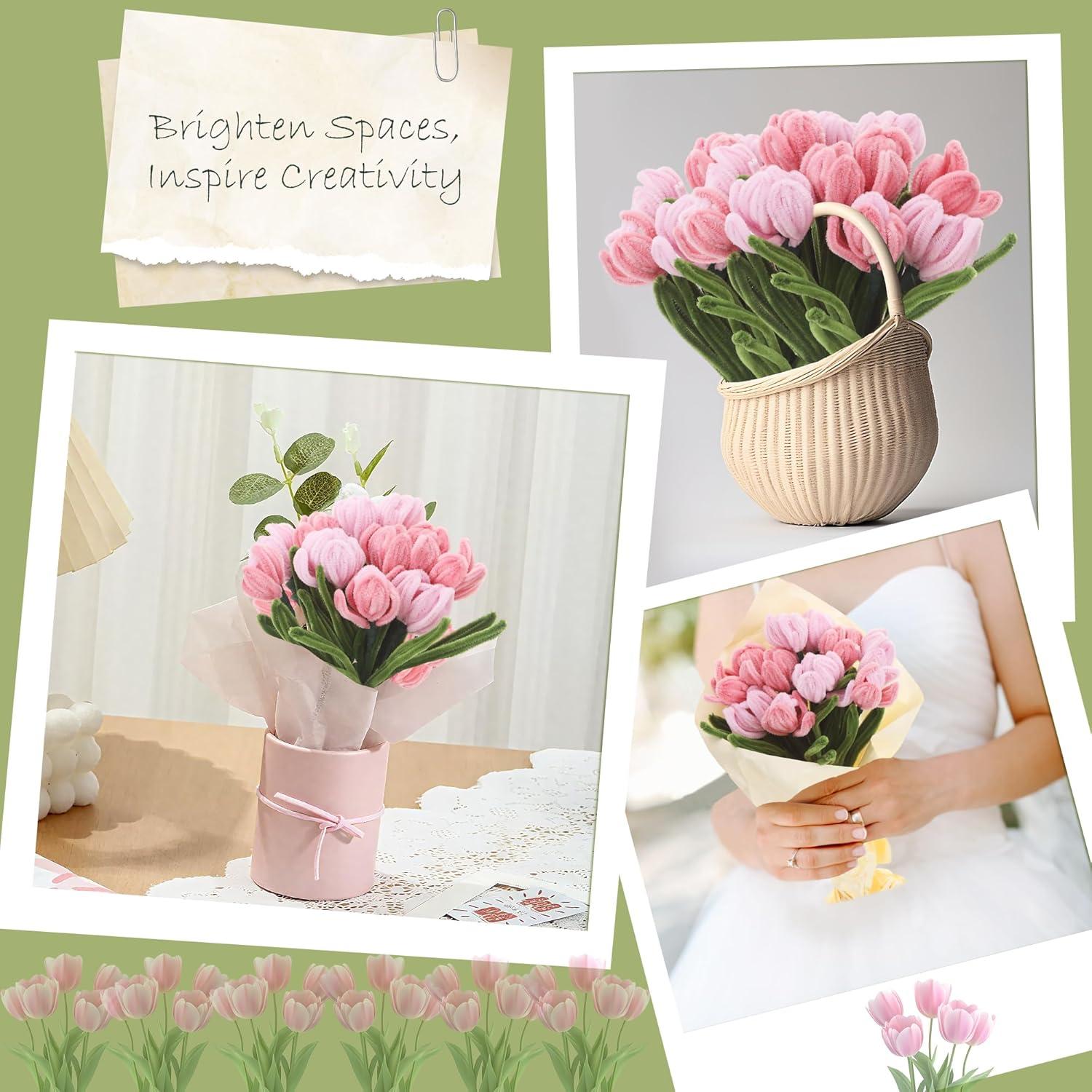 Kit de Flores con 300 Piezas Huiguli - Limpiapipas y Varillas 30 cm