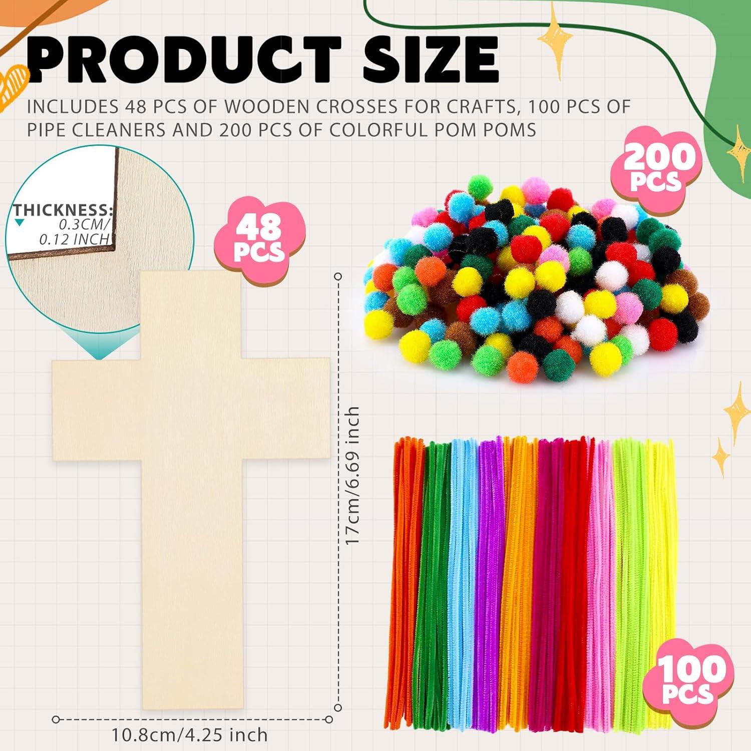 Kit de Artesanías de Cruz de Madera Blueweenly - 48 Piezas