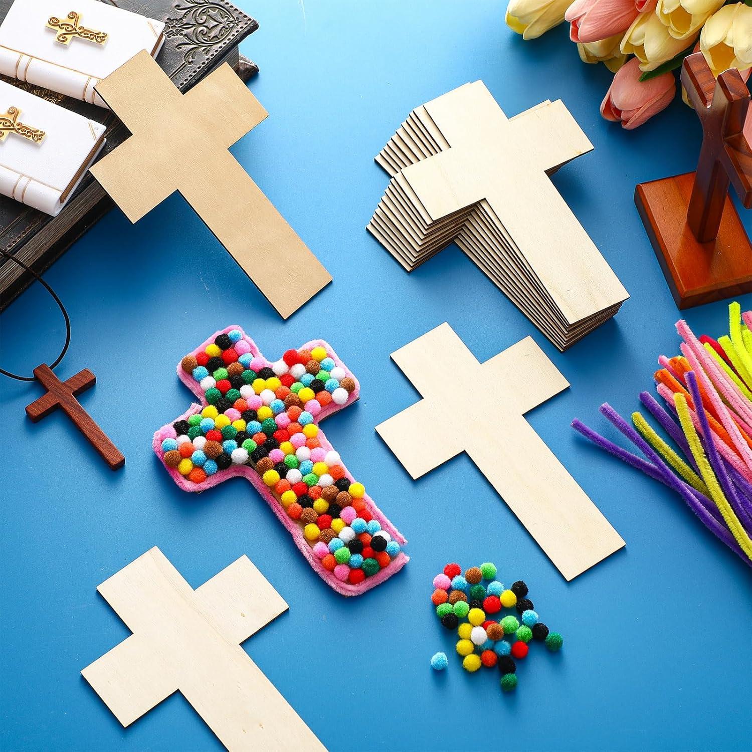 Kit de Artesanías de Cruz de Madera Blueweenly - 48 Piezas