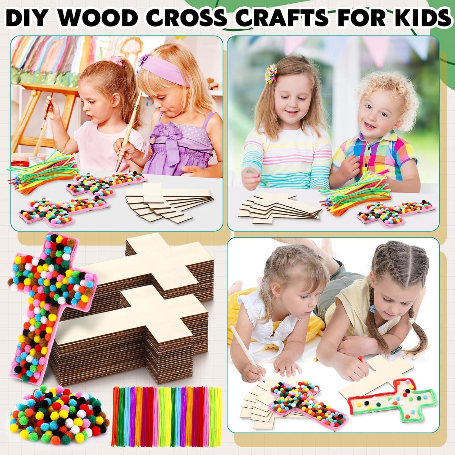 Kit de Artesanías de Cruz de Madera Blueweenly - 48 Piezas