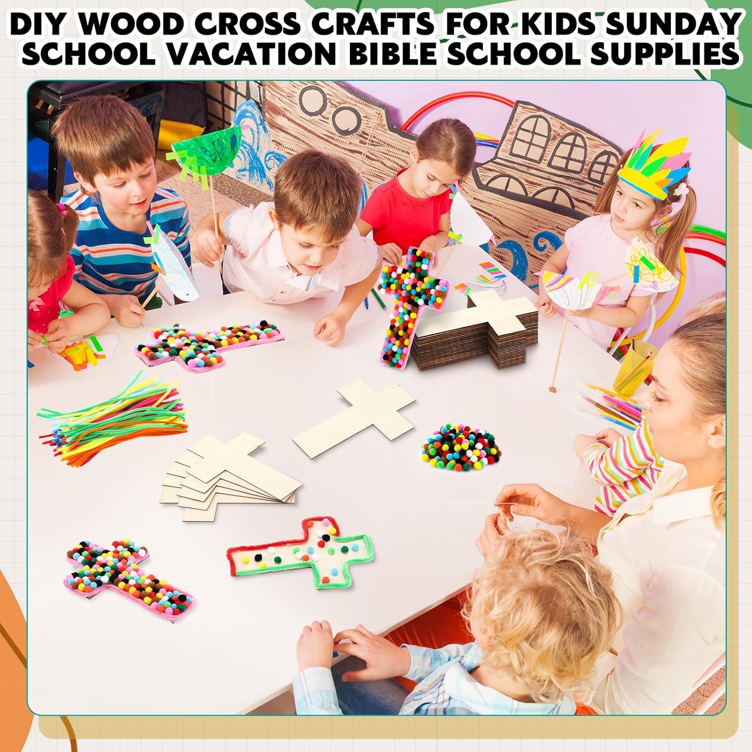 Kit de Artesanías de Cruz de Madera Blueweenly - 48 Piezas