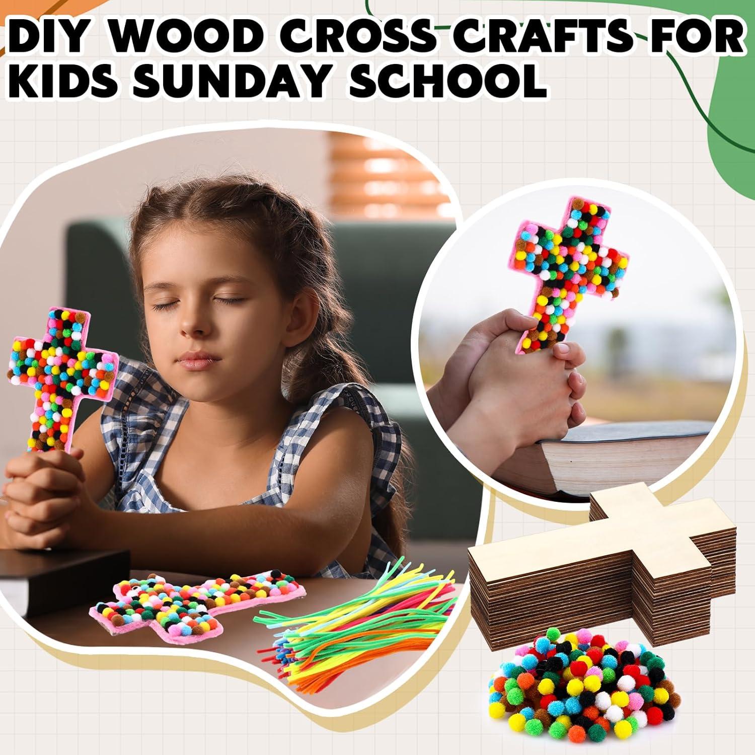 Kit de Artesanías de Cruz de Madera Blueweenly - 48 Piezas