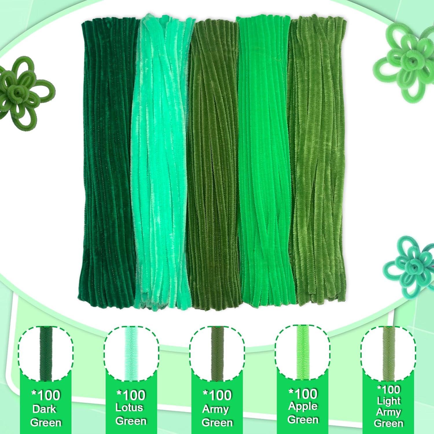 500 Limpiadores de Tubos Chenille Wiwbbitl 6mm x 30cm Verde