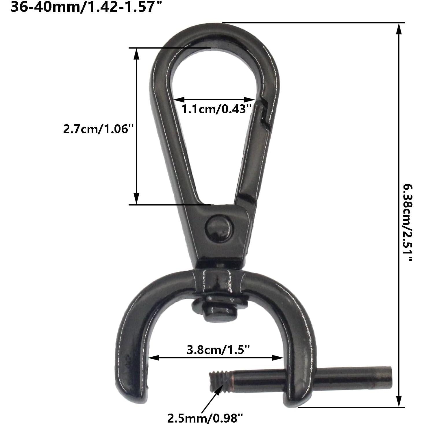 4 Ganchos de Cierre Giratorios SAFYY 3.8 cm Gunmetal