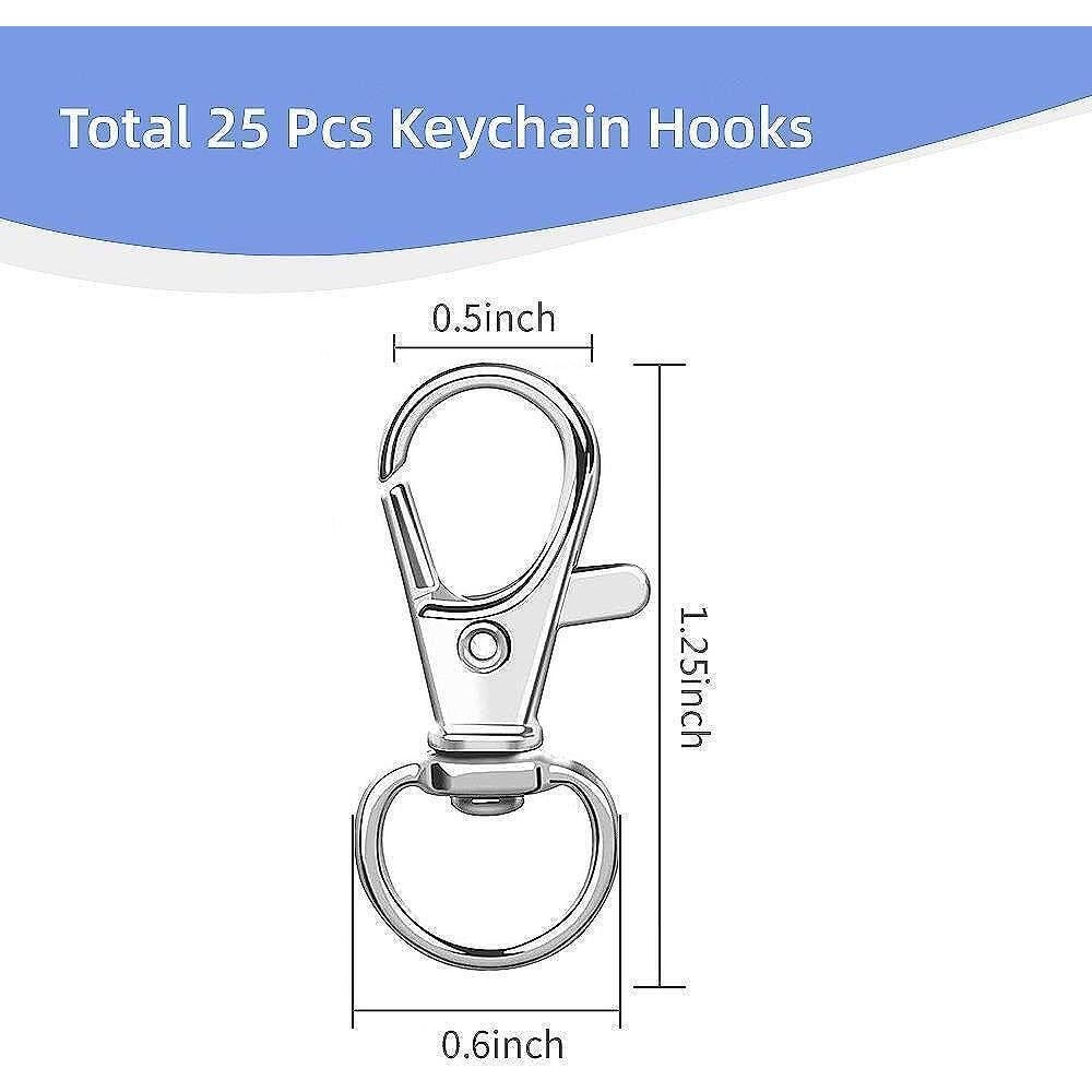 50 Ganchos Giratorios Sugiury para Llaveros Plata 32mm