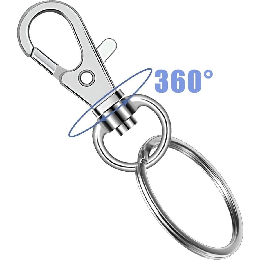 50 Ganchos Giratorios Sugiury para Llaveros Plata 32mm