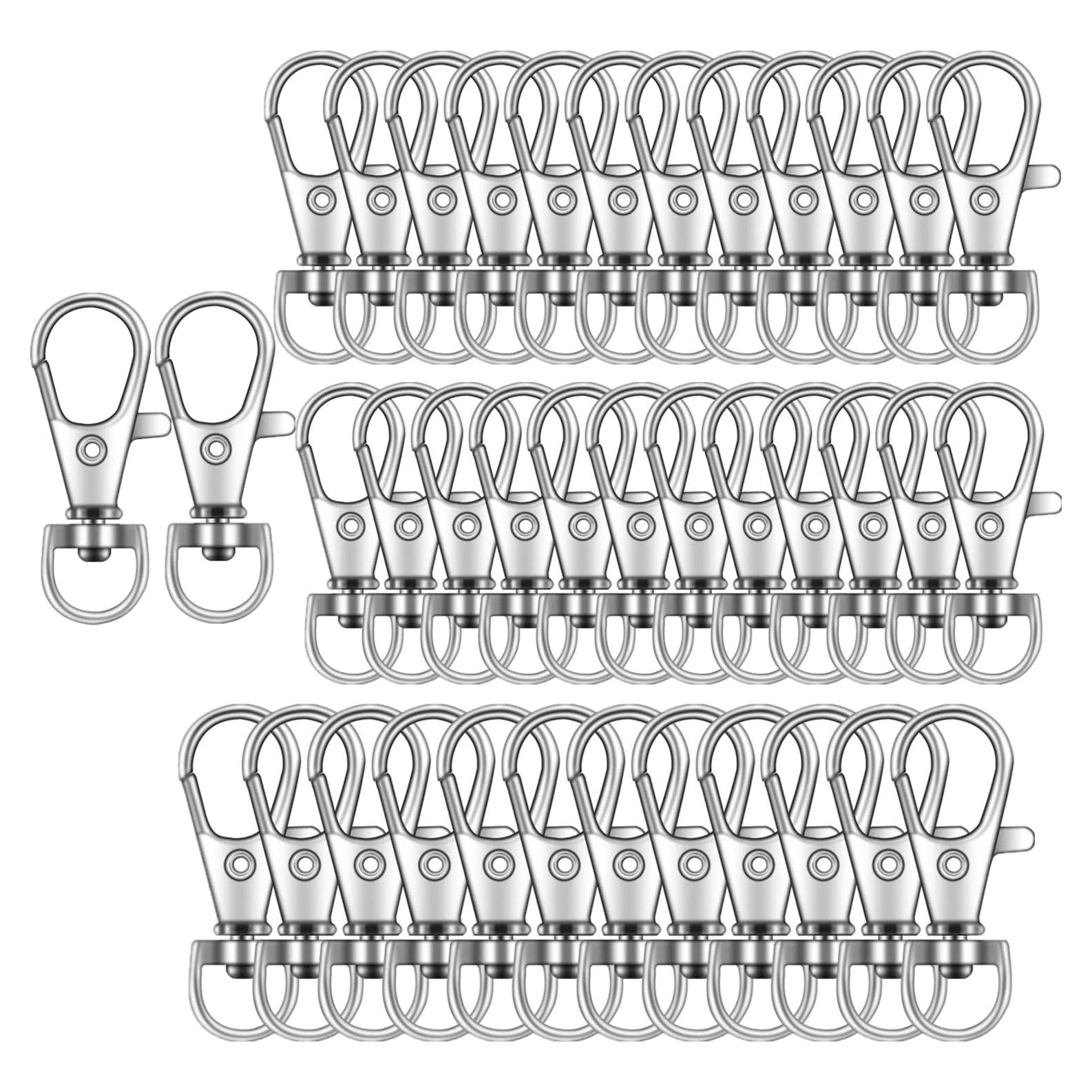 100 Ganchos de Clip Cierre Giratorio IPXEAD Plata 3.56 cm