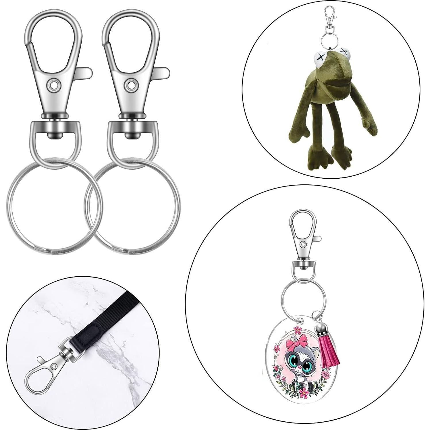 100 Ganchos de Clip Cierre Giratorio IPXEAD Plata 3.56 cm