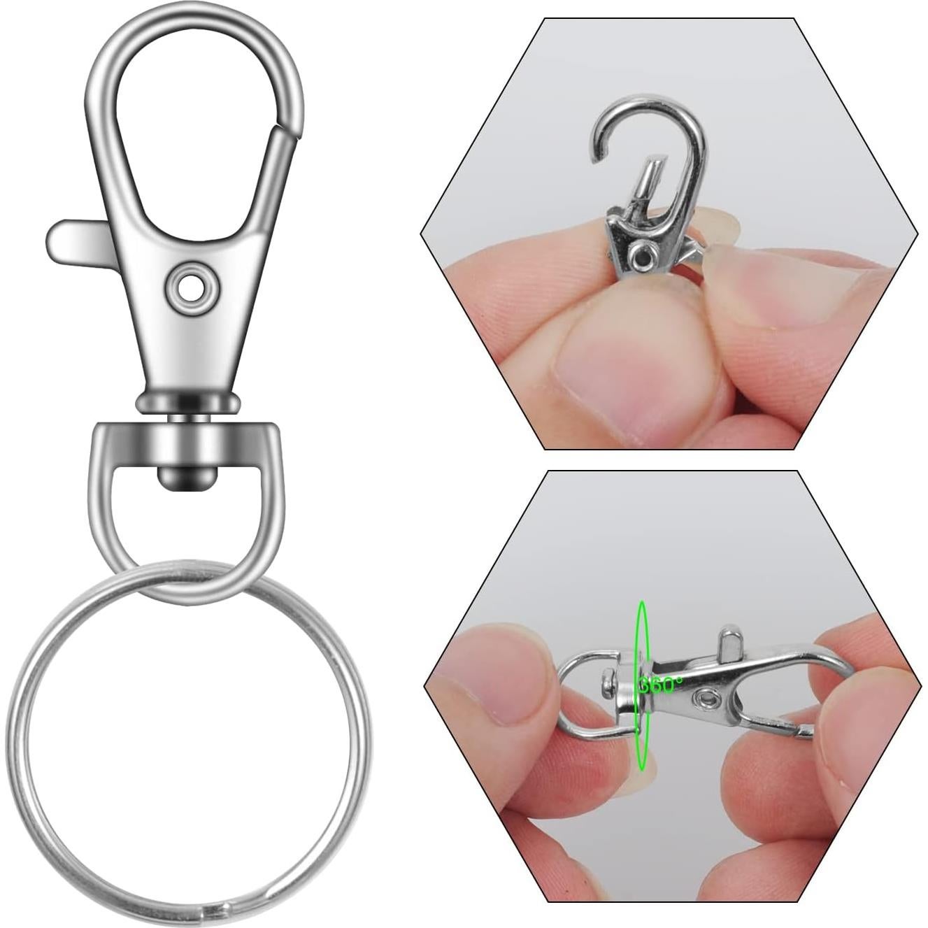 100 Ganchos de Clip Cierre Giratorio IPXEAD Plata 3.56 cm