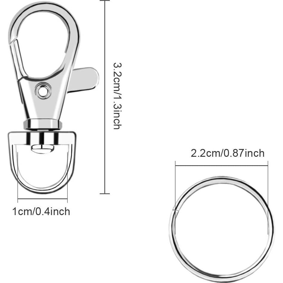 SANNIX 60 Piezas Ganchos de Llaveros y Anillas Clave Plata
