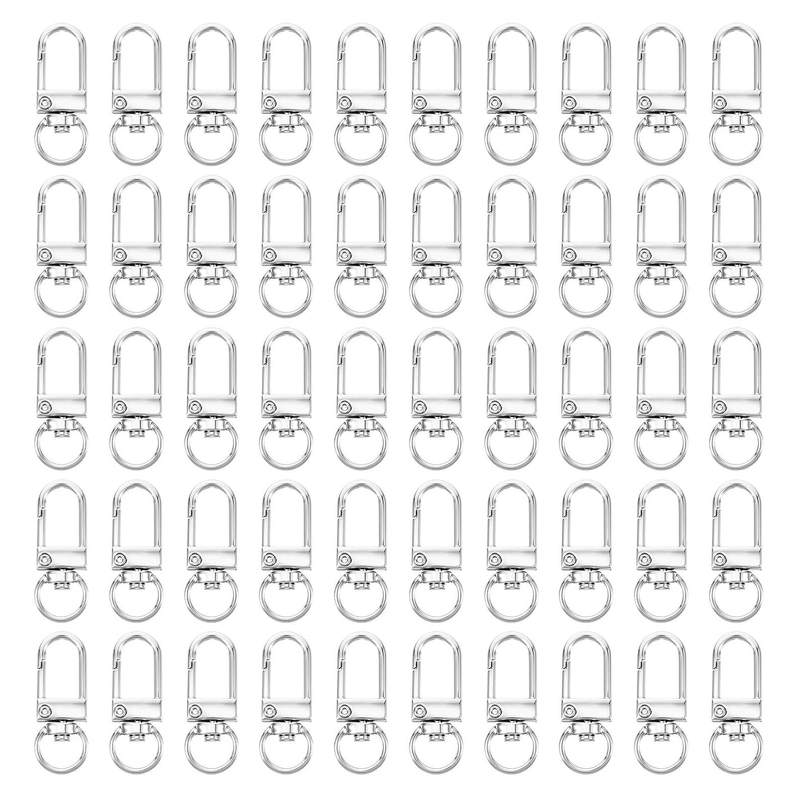 50 Ganchos Giratorios de Garra de Langosta Plata 3.5x1x0.4cm