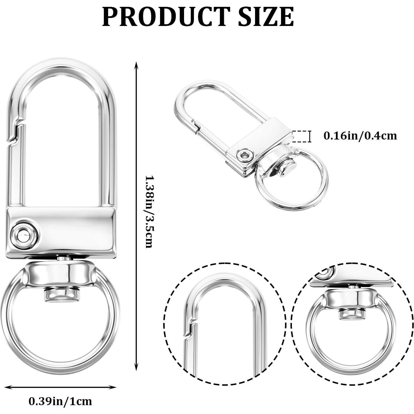 50 Ganchos Giratorios de Garra de Langosta Plata 3.5x1x0.4cm