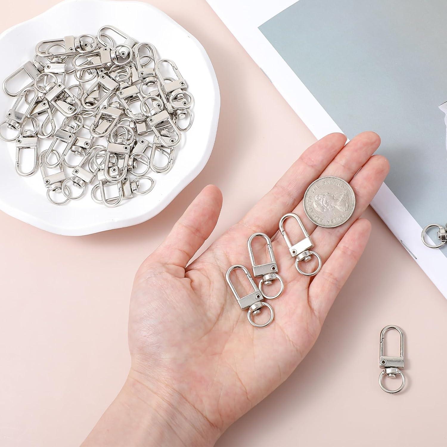 50 Ganchos Giratorios de Garra de Langosta Plata 3.5x1x0.4cm